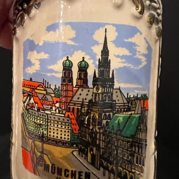 Vintage German Beer Stein with Silver and Blue Accents - Picture 6 of 13